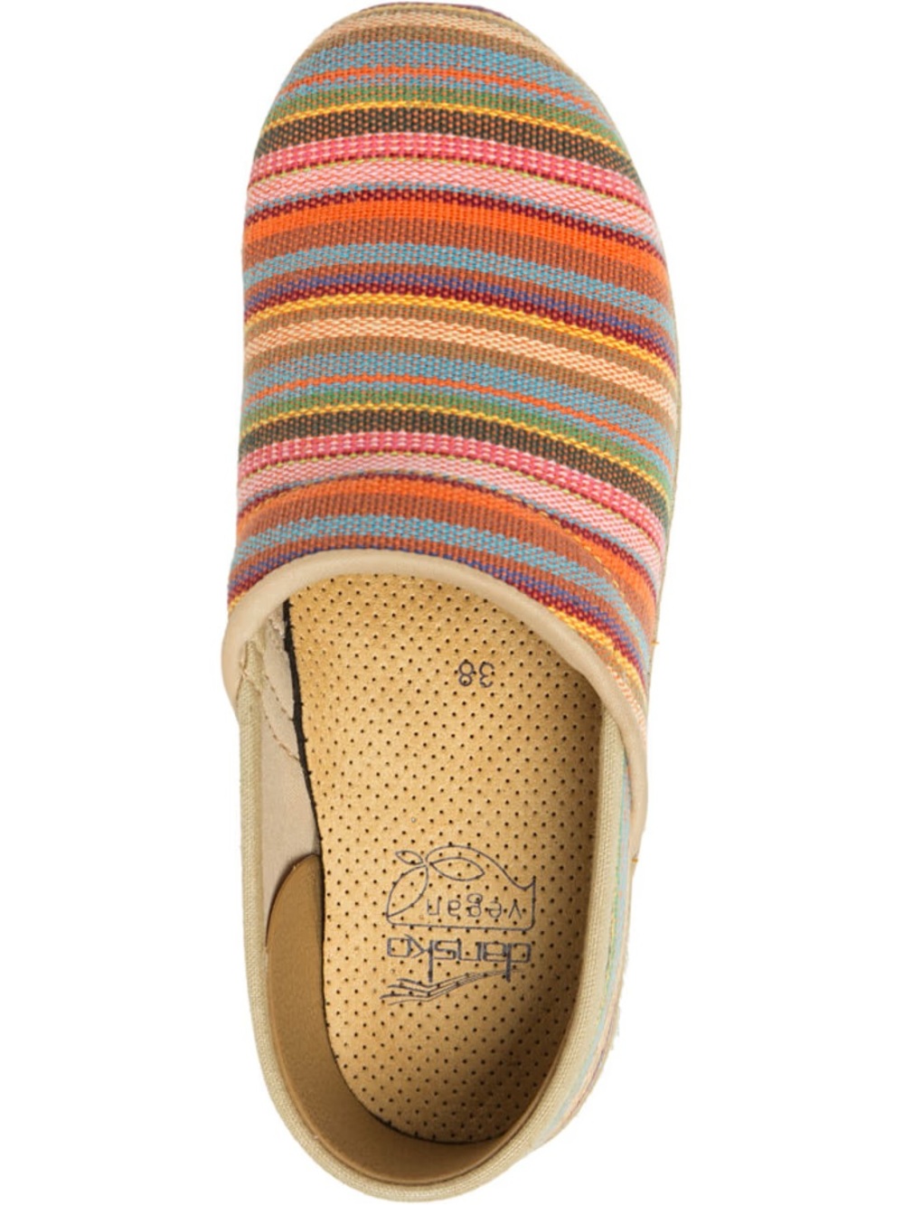 Dansko Vegan Jute Pro Multicolor Striped Clogs- 38